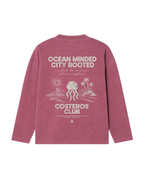 CREWNECK OCEAN MINDED CITY ROOTED BURGUNDY