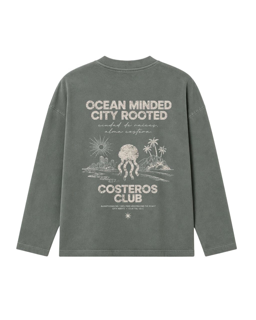 CREWNECK OCEAN MINDED CITY ROOTED VERDE SECO