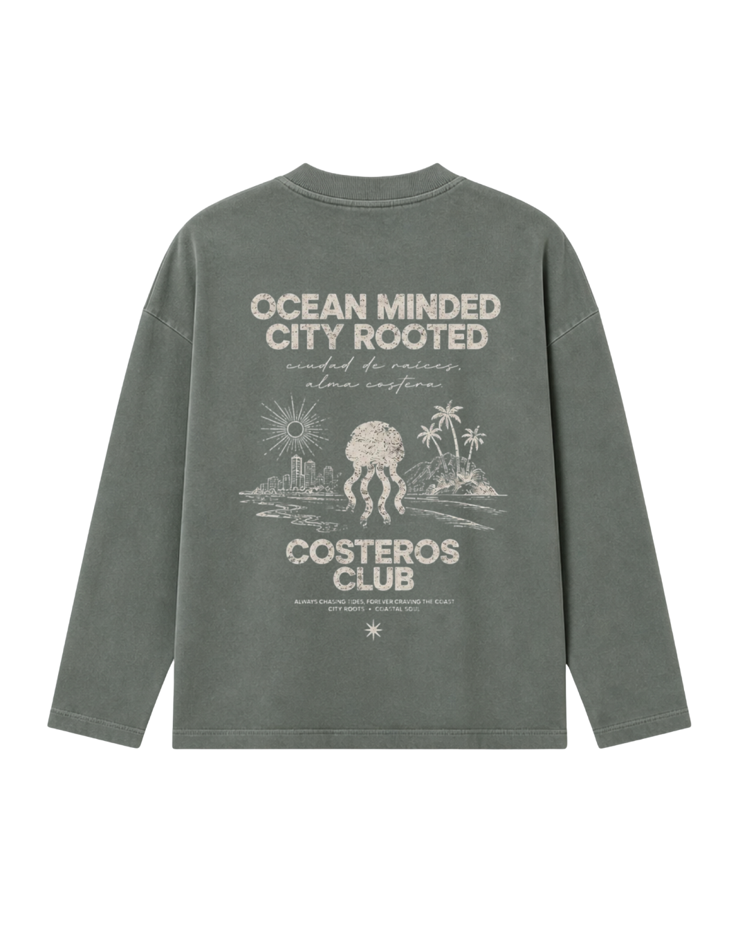 CREWNECK OCEAN MINDED CITY ROOTED VERDE SECO