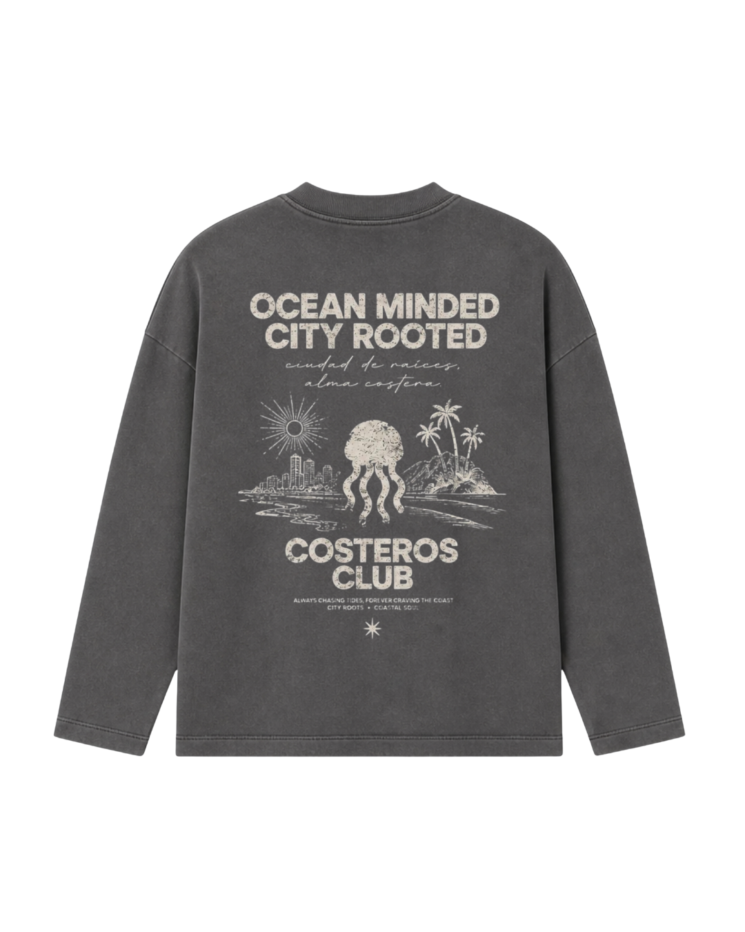 CREWNECK OCEAN MINDED CITY ROOTED CHARCOAL