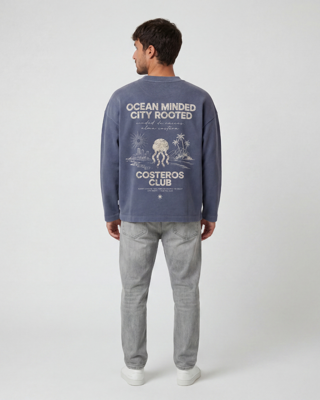 CREWNECK OCEAN MINDED CITY ROOTED MARINO