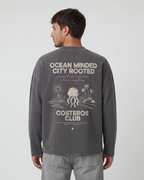 CREWNECK OCEAN MINDED CITY ROOTED CHARCOAL