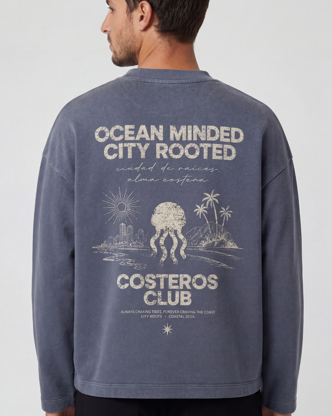 CREWNECK OCEAN MINDED CITY ROOTED MARINO