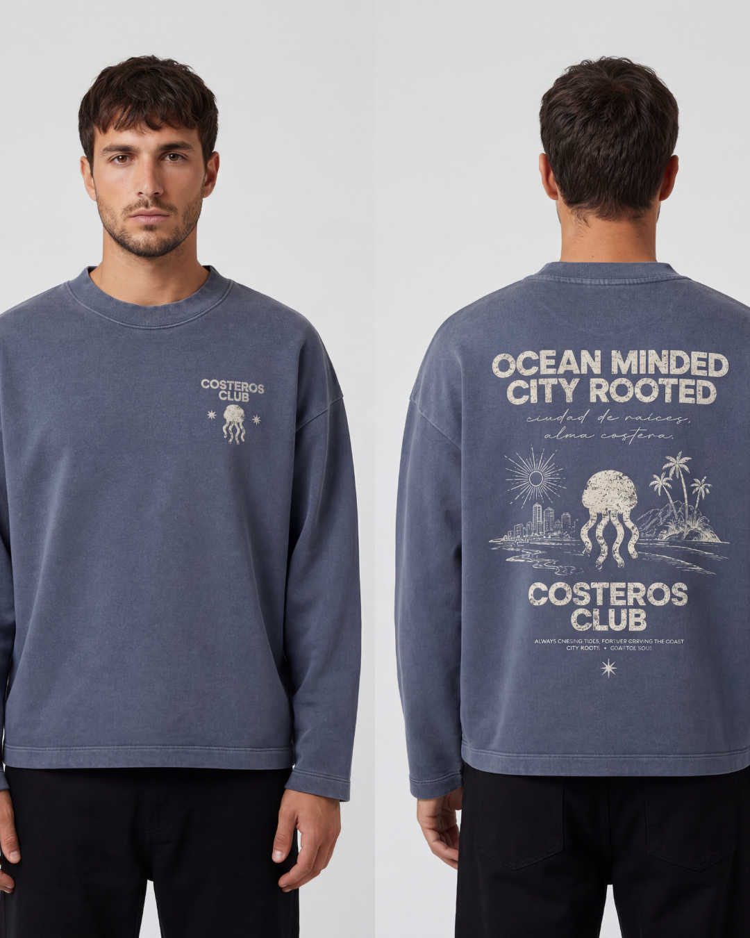 CREWNECK OCEAN MINDED CITY ROOTED MARINO